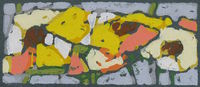 Klaus Fußmann, Rosen-gelb, Linolschnitt, 6,5 x 15 cm