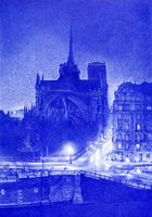 Rue du Cloître-Notre-Dame, Paris, Kugelschreiber auf Gesso Board, 100 x 70 cm