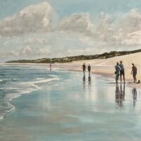 Werner Heinze, "Strand VIII" , ÖL auf Leinwand, 100x100 cm, 2026