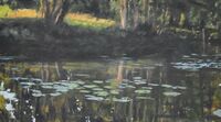 Werner Heinze, "Stiller Fluss" , ÖL auf Leinwand, 90x160 cm, 2023