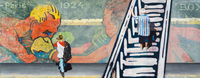 Stairway to Heaven, Acryl und Öl auf Leinen, 50 x 130 cm