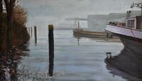 Werner Heinze, "Hafen" , ÖL auf Leinwand, 80x140 cm, 2026